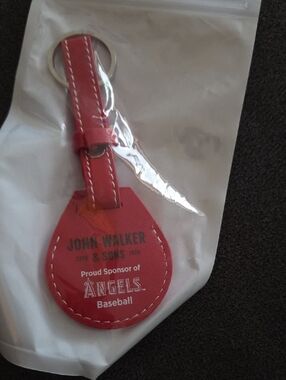 New Red Leather Keychain Luggage Tag LAA Angels Baseball MLB